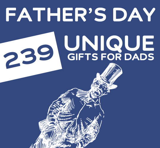 239 Unique Gifts for Father's Day- great list of unique, fun & thoughtful gifts for dads.