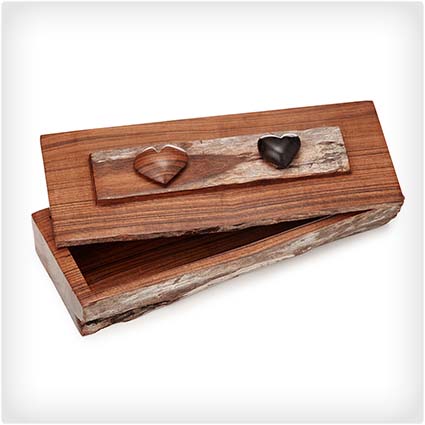 Double Heart Sandlewood Box