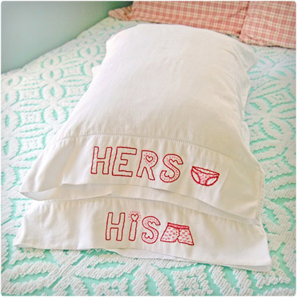 His and Hers Hand Embroidered Pillowcases