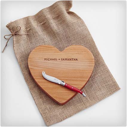 Personalized Heart Shaped Cutting Board Set