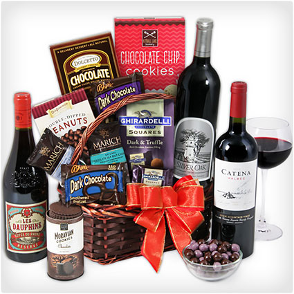 Red Wine and Dark Chocolate Gift Basket
