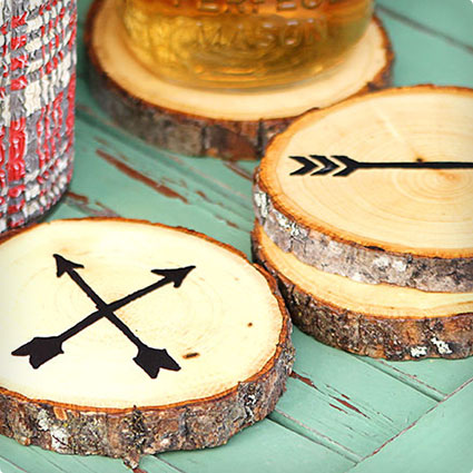 Arrow Wood Slice Coasters