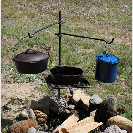 Campfire Cooking Grill, BBQ Grate, Dutch Oven and Cookware Ready 