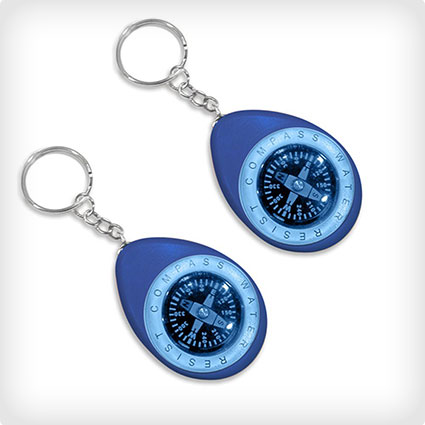TWO Pack Mini Precision Oil Compass Keychain