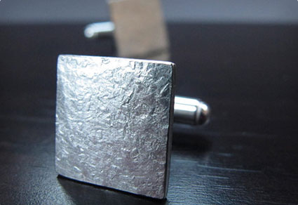 Square Hammered Silver Cufflinks