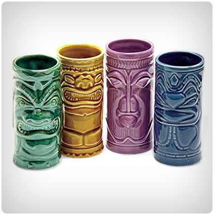 Tiki Tumblers Ceramic Hawaiian Luau Party Mugs Glasses