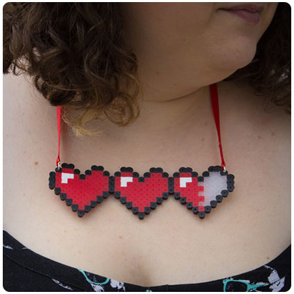 Diy Zelda Pixel Heart Statement Necklace