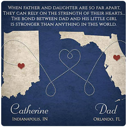 Long Distance Father and Daughter Wall Art