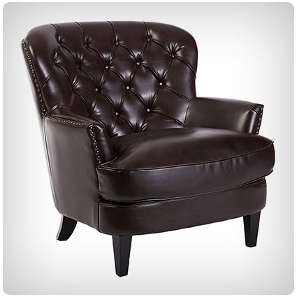 Tufted Brown Leather Club Chair